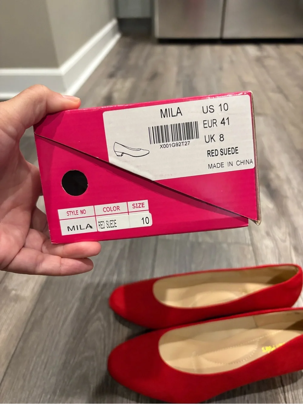 Dream Pairs Red Low Block Heel Pumps